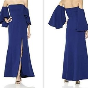 bcbg maxazria dress 0 new Simone off shoulder gown royal blue